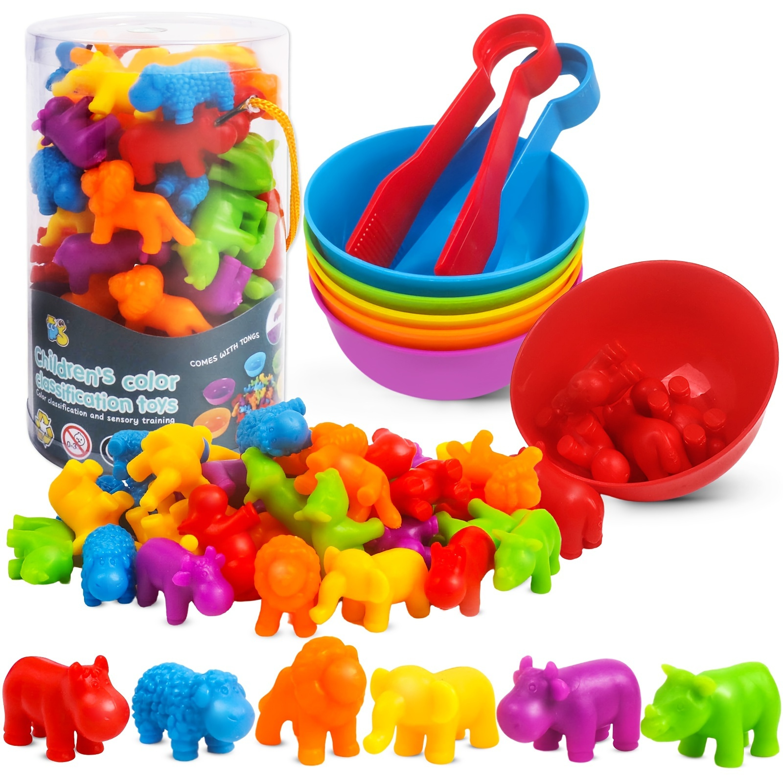 Counting Animals Toys Matching Game With Sorting Bowls Preschool ...