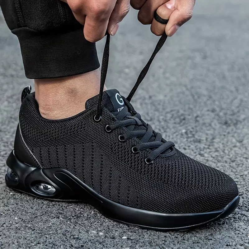 Men's Puncture Proof Non Slip Work Safety Shoes Breathable Lace Up Walking Sneakers Men's Footwear